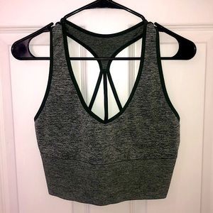 PINK Green Marl Strappy Longline Sports Bra